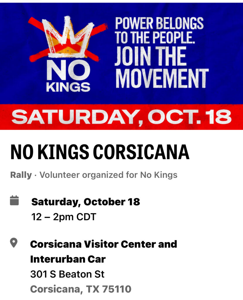 No Kings Protest 18th oct, corsicana visitor center